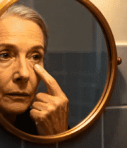 老年女性照镜子护肤动作308#横屏 