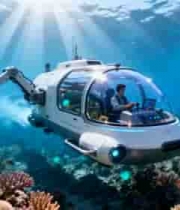  海底载人潜水器水下探索画面3007#横屏 	 