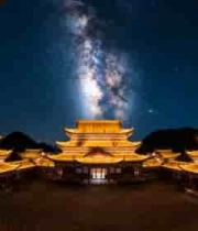  古建筑夜景星空全景1945#横屏 	 