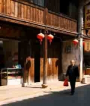  古镇街道行人漫步场景1603#横屏 	 