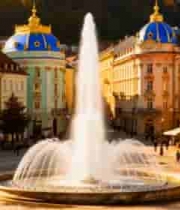  广场喷泉与欧式建筑景观2001#横屏 	 