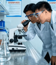 科研人员实验室使用显微镜观察(1)4087#横屏 