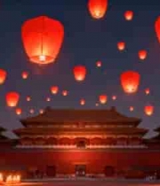  故宫夜景放飞孔明灯场景2938#横屏 	 - 