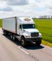  公路上行驶的白色货运卡车(2)3003#横屏 	 