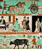  古代人物活动壁画画面1207#横屏 	 - 