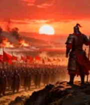  古风将军领军夕阳下场景318#横屏 	 