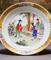  古典人物瓷画装饰盘素材2190#横屏 	 