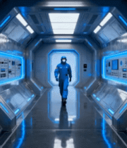 科幻隧道中行走的科研人员920#横屏 