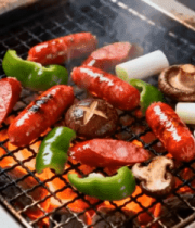 烤架上的香肠蔬菜烧烤3848#横屏 