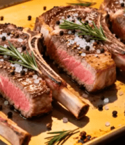 烤制调味的牛排特写3856#横屏 