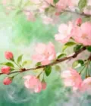  粉色花朵树枝素材864#横屏 	 