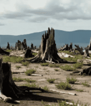 荒野中林立的枯树桩824#横屏 