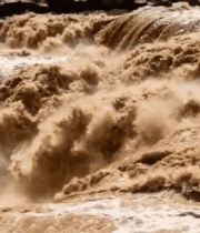 黄河瀑布水流湍急景象4458#横屏 