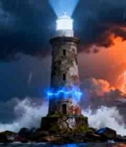  风暴中的海边灯塔特效素材888#横屏 	 