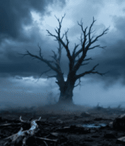 荒野枯树乌云密布景象4660#横屏 
