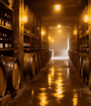 酒窖内红酒与橡木桶场景5529#横屏 