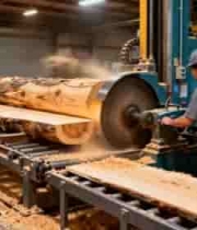  工人操作机械切割木材2928#横屏 	 - 