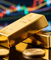 金块硬币与金融图表背景3169#横屏 