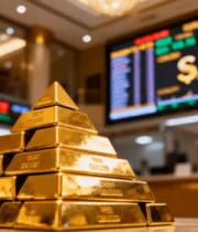 金店内金字塔形金条展示1909#横屏 