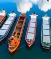  港口停泊多艘货船全景2606#横屏 	 