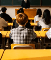 教室中学生听讲上课场景5314#横屏 