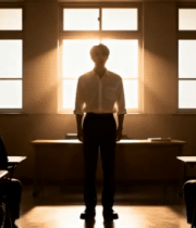 教室中站立男子与坐着的学生4853#横屏 