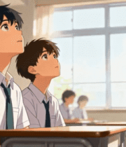 教室中学生抬头听讲画面2884#横屏 