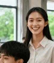 教室里站立的女学生3028#横屏 