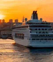  港口游轮日落景象2367#横屏 	 