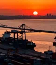  港口码头日落景象1879#横屏 	 
