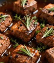 煎制中的调味牛肉块2155#横屏 