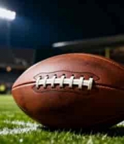  橄榄球置于灯光球场草坪345#横屏 	 -