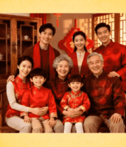 家庭春节团聚合影素材5379#横屏 