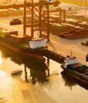  港口集装箱货船装卸场景1096#横屏 	 