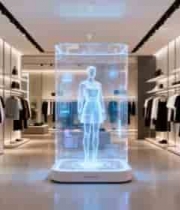  服装店中全息投影模特展示849#横屏 	 