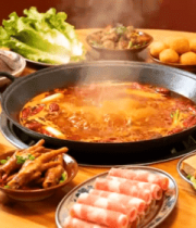 火锅食材丰富的餐桌场景2660#横屏 