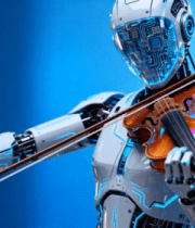 机器人拉小提琴科技素材5462#横屏 