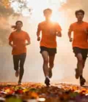  多人户外树林中跑步素材448#横屏 	 -