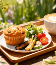 户外木桌的咖啡与美食5060#横屏 