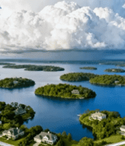 湖畔岛屿住宅鸟瞰全景3170#横屏 