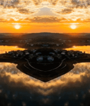 湖泊日出全景风光1271#横屏 