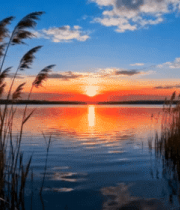 湖畔古建筑上空烟花绽放夜景4981#横屏 