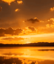 湖面夕阳天空自然景观3264#横屏 