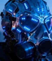  戴科技风面具人物特写178#横屏 	 