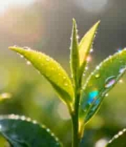  带露珠的鲜嫩茶叶特写231#横屏 	 