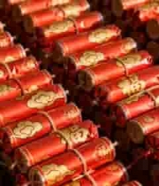  春节红色福字鞭炮素材1534#横屏 	 