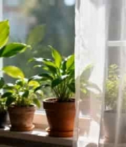  窗台上摆放的绿植盆栽2986#横屏 	 