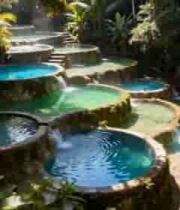  丛林中层层叠叠的水池景观1717#横屏 	 -