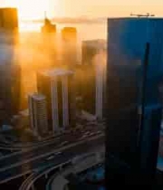  城市高楼云海日出景色3022#横屏 	 