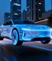  城市道路新能源汽车行驶画面1092#横屏 	 